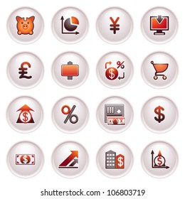Finance web icons. Black red series.