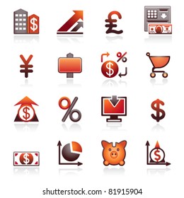 Finance web icons. Black and red series.