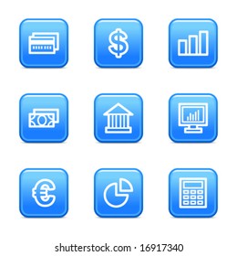 Finance web icons, blue glossy buttons series