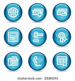 Finance web icons, blue glossy sphere series set 2