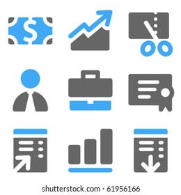 Finance web icons, blue and grey solid icons