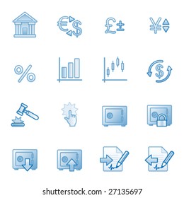 Iconos web de finanzas, serie azul