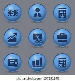 Finance web icons, circle blue buttons