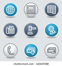 Finance web icons, circle blue buttons