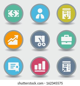 Finance web icons, color circle buttons