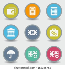 Finance web icons, color circle buttons