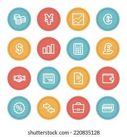 Finance web icons, color circle buttons
