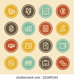 Financiar iconos Web, botones de círculo de color