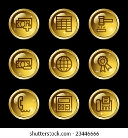 Finance web icons, gold glossy buttons series set 2