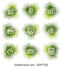 Iconos web de finanzas, series de puntos verdes