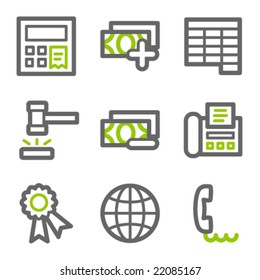 Finance web icons, green and gray contour series set 2