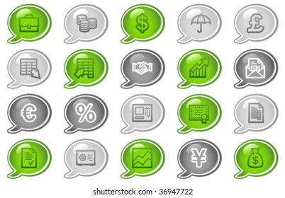Finance Web Icons, Green and Grau Sprachblasenserie