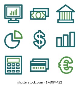 Finance web icons, green line set