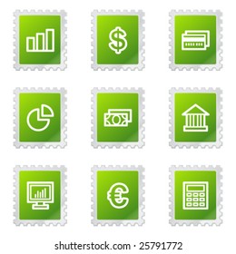 Finance web icons, green stamp series