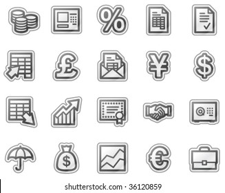 Iconos web de finanzas, series de stickers grises