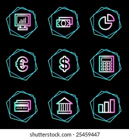 Finance web icons, neon contour series