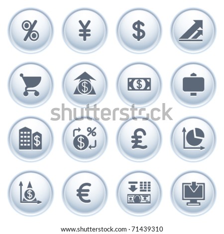 Finance web icons on buttons.