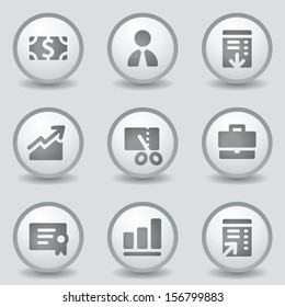 Finance web icons set 1, grey circle buttons