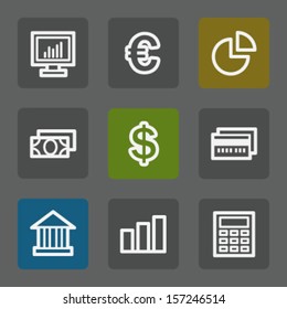 Finance web icons set 1, flat buttons