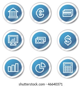 Juego de iconos web de finanzas 1, serie de stickers azules