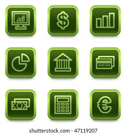 Finance web icons set 1, green square buttons series