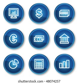 Finance web icons set 1, blue circle buttons