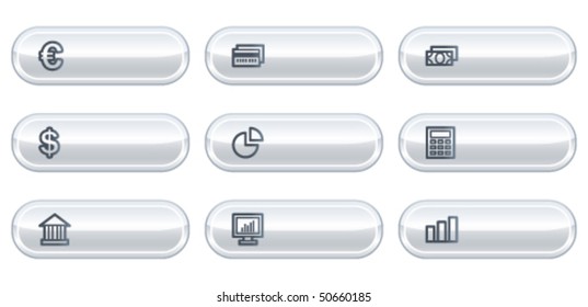 Finance web icons set 1, white  buttons with copyspace