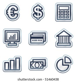 Finance web icons set 1, deep blue contour sticker series