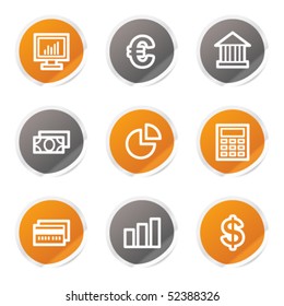 Finance web icons set 1, orange and grey stickers