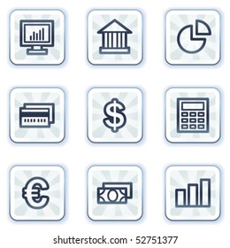 Juego de iconos web de finanzas 1, botones cuadrados blancos