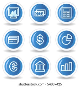 Juego de iconos web de finanzas 1, botones de círculo brillante azul