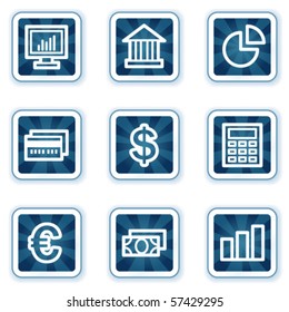 Juego de iconos web de finanzas 1, botones de cuadrado marino