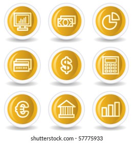 Los iconos de la web de finanzas establecen 1, botones de círculo brillante amarillo