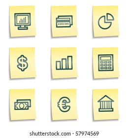 Juego de iconos de la web de finanzas 1, serie de notas amarillas