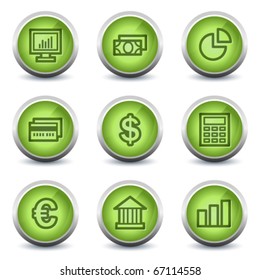 Finance web icons set 1, green glossy set