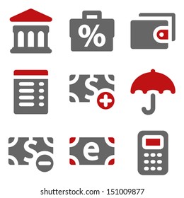 Finance web icons set 2, dark red and grey
