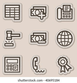 Juego de iconos de la web de finanzas 2, serie de stickers de contorno marrón