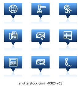 Iconos de la web de finanzas conjunto 2, serie de stickers de burbujas de voz azules