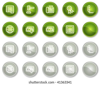 Finance web icons set 2, green and grey circle buttons series