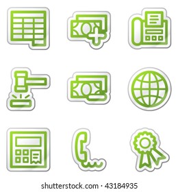 Finance web icons set 2, green contour sticker series