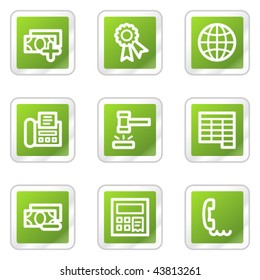 Juego de iconos de la web de finanzas 2, serie de pegatinas cuadradas verdes