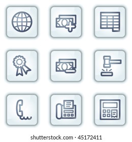 Juego de iconos de la web de finanzas 2, serie de botones cuadrados blancos