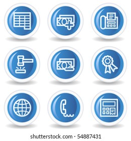 Finance web icons set 2, blue glossy circle buttons