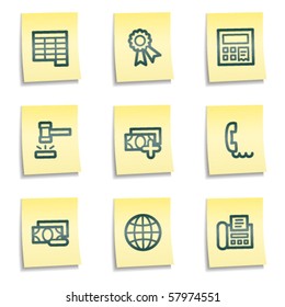 Finance web icons set 2, yellow notes series