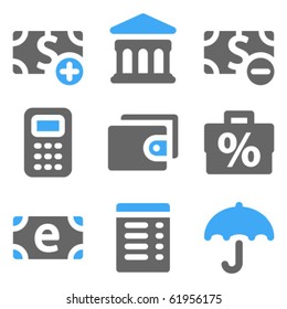 Finance web icons set 2, blue and grey solid icons