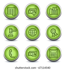 Juego de iconos de la web de finanzas 2, juego de brillo verde