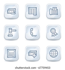 Finance web icons set 2, white glossy buttons