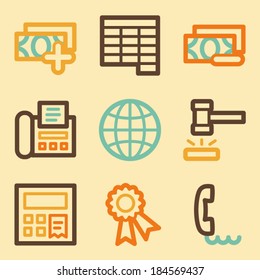 Finance web icons set in retro style 