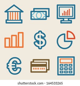 Finance web icons, vintage series