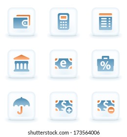 Finance web icons, white glossy buttons